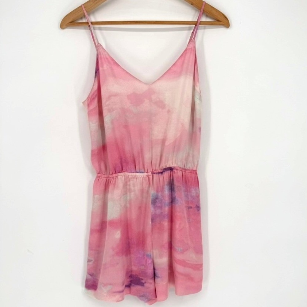 Naomi x Victorias Secret Pink Watercolor Cloud Print Romper Coquette Whimsical S